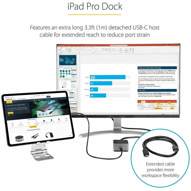 StarTech.com USB C Mini Dock for iPad Pro, Tablets & Smartphones, USB-C Docking Station, 4K HDMI, 27W Power Delivery, 3-Port USB Hub, GbE