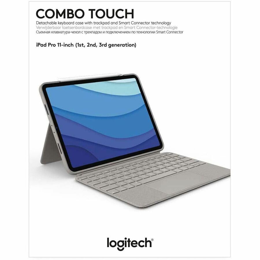 Logitech Combo Touch Keyboard/Cover Case for 11" Apple iPad Pro (3rd Generation), iPad Pro (2nd Generation), iPad Pro Tablet - Sand