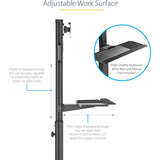 StarTech.com Mobile Standing Workstation with Monitor Mount, CPU/PC Holder, Height Adjustable Desktop Computer Cart, Standing Workstation