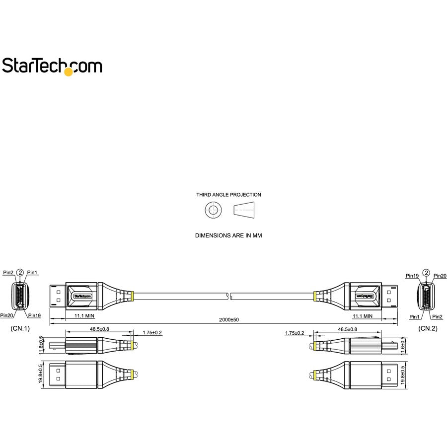 StarTech.com 6ft (2m) VESA Certified DisplayPort 1.4 Cable, 8K 60Hz HDR10, UHD 4K 120Hz Video, DP to DP Monitor Cord, DP 1.4 Cable, M/M
