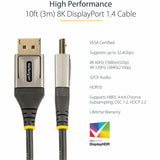 StarTech.com 10ft (3m) VESA Certified DisplayPort 1.4 Cable, 8K 60Hz HDR10, UHD 4K 120Hz Video, DP to DP Monitor Cord, DP 1.4 Cable, M/M