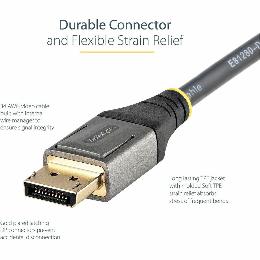StarTech.com 10ft (3m) VESA Certified DisplayPort 1.4 Cable, 8K 60Hz HDR10, UHD 4K 120Hz Video, DP to DP Monitor Cord, DP 1.4 Cable, M/M