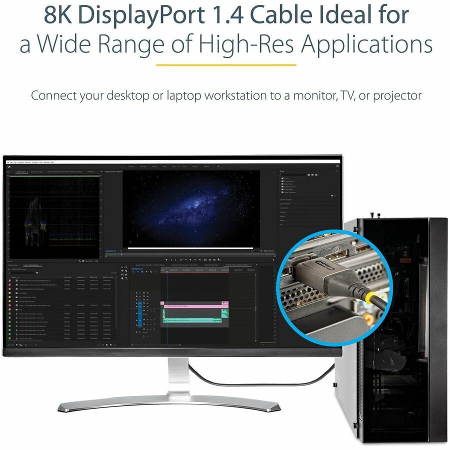 StarTech.com 10ft (3m) VESA Certified DisplayPort 1.4 Cable, 8K 60Hz HDR10, UHD 4K 120Hz Video, DP to DP Monitor Cord, DP 1.4 Cable, M/M