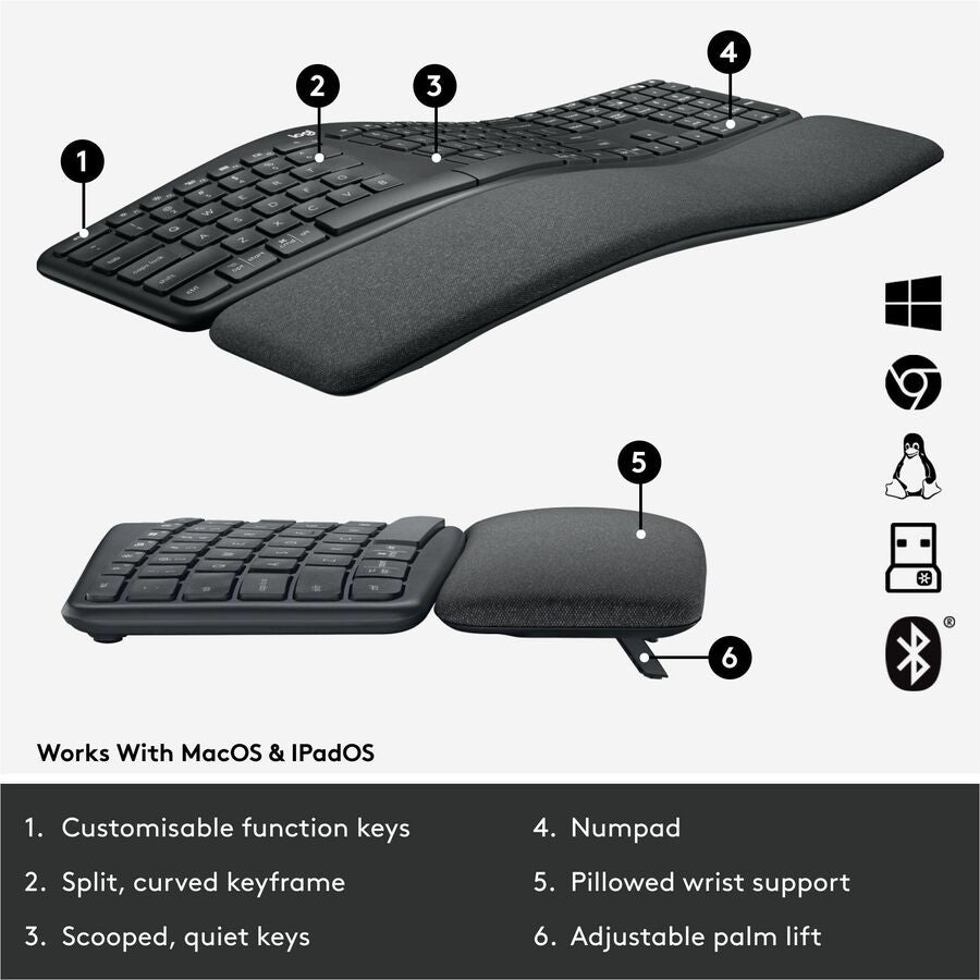 Logitech Ergo K860 pour entreprises (graphite) - Boîte marron