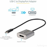 StarTech.com USB C to DisplayPort Adapter, 8K/4K 60Hz USB-C to DisplayPort 1.4 Adapter, DSC, USB Type-C to DP Video Converter, w/12" Cable