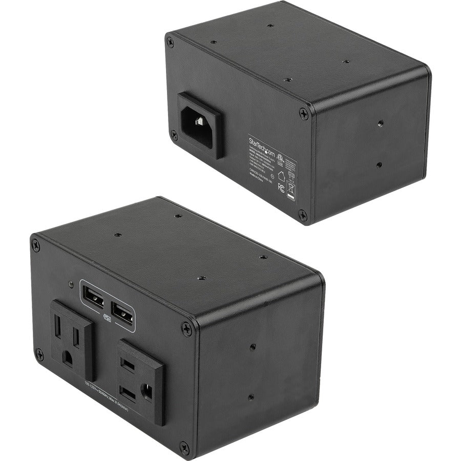 StarTech.com Conference Table Box for AV Connectivity & Charging, 4K HDMI/DP or VGA, GbE, Audio, Power Center w/ 2x USB & 2x UL AC Outlets