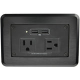 StarTech.com Conference Table Power Center, 2x UL Certified 120V AC Outlets, 2x USB (BC 1.2), Recessed Desk Power Strip/Charging Station