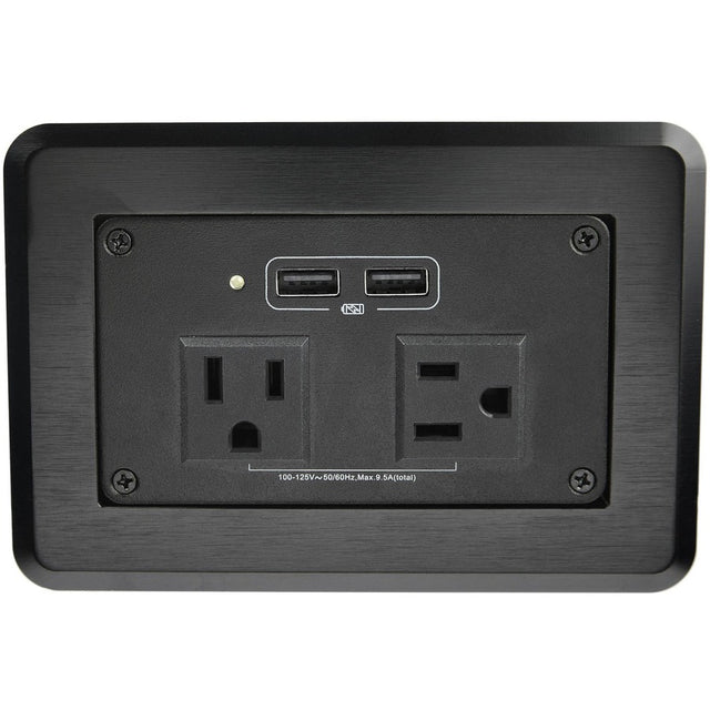StarTech.com Conference Table Power Center, 2x UL Certified 120V AC Outlets, 2x USB (BC 1.2), Recessed Desk Power Strip/Charging Station