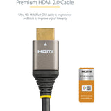 StarTech.com 3ft (1m) Premium Certified HDMI 2.0 Cable, High Speed Ultra HD 4K 60Hz HDMI Cable with Ethernet, HDR10, UHD HDMI Monitor Cord