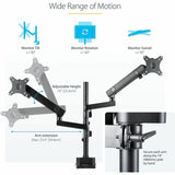 StarTech.com Desk Mount Dual Monitor Arm, Height Adjustable Full Motion Monitor Mount for 2x VESA Displays up to 32" (17.6lb/8kg)
