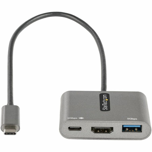 StarTech.com USB C Multiport Adapter, USB-C to HDMI 4K, 100W PD Pass-Through, USB 3.0 Hub 5Gbps (1xC/1xA), USB-C Mini Dock/Travel Dock 