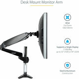 StarTech.com Desk Mount Monitor Arm for Single VESA Display 49"(17.6lb/8kg), Full Motion Articulating &amp; Height Adjustable, C-Clamp/Grommet