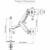 StarTech.com Desk Mount Monitor Arm for Single VESA Display 49"(17.6lb/8kg), Full Motion Articulating &amp; Height Adjustable, C-Clamp/Grommet