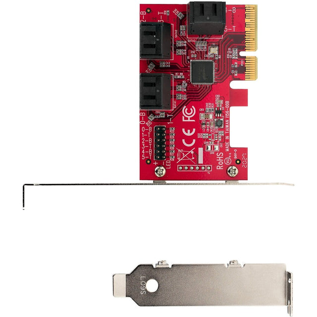 StarTech.com SATA PCIe Card, 6 Port PCIe SATA Expansion Card, 6Gbps SATA Adapter, Stacked SATA Connectors, PCI Express to SATA Converter