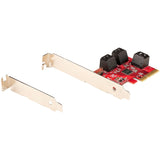 StarTech.com SATA PCIe Card, 6 Port PCIe SATA Expansion Card, 6Gbps SATA Adapter, Stacked SATA Connectors, PCI Express to SATA Converter