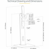 StarTech.com Free Standing Single Monitor Mount, Height Adjustable Ergonomic Monitor Desk Stand, For VESA Mount Displays up to 32" (15lb)