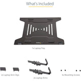 StarTech.com VESA Laptop Tray, Adjustable Monitor Arm Laptop Tray, Secures Notebooks up to 4.5kg (9.9lb), 75x75 & 100x100 VESA, Ventilated