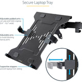 StarTech.com VESA Laptop Tray, Adjustable Monitor Arm Laptop Tray, Secures Notebooks up to 4.5kg (9.9lb), 75x75 & 100x100 VESA, Ventilated