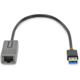 StarTech.com USB to Ethernet Adapter, USB 3.0 to 10/100/1000 Gigabit Ethernet LAN Adapter, 1ft/30cm Attached Cable, USB to RJ45 Adapter