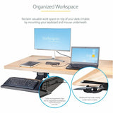 StarTech.com Under Desk Keyboard Tray, Height Adjustable Keyboard and Mouse Tray (10" x 26"), Ergonomic Computer Keyboard Tray w/Mouse Pad