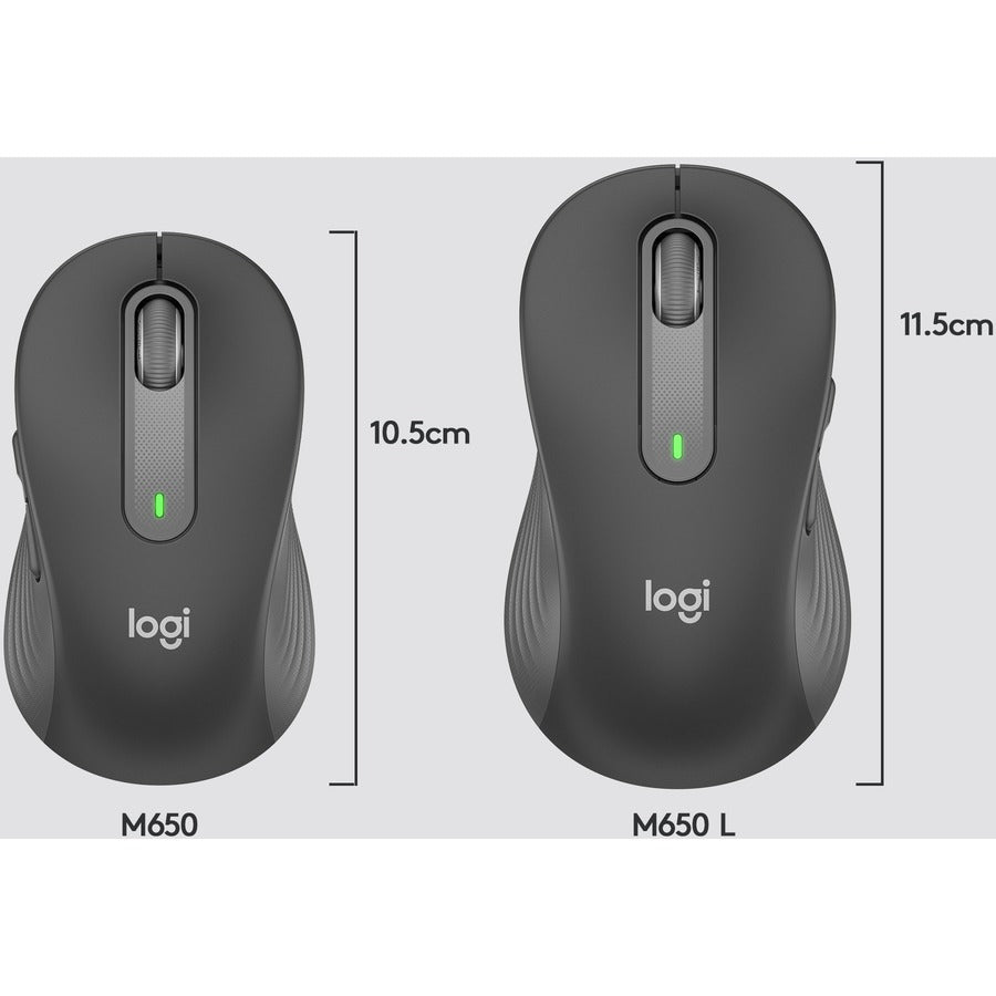Logitech Signature M650 L Full Size Wireless Mouse - For Large Sized Hands, 2-Year Battery, Silent Clicks, Customizable Side Buttons, Bluetooth, Multi-Device Compatibility (Graphite)
