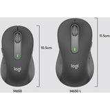 Logitech Signature M650 L Full Size Wireless Mouse - For Large Sized Hands, 2-Year Battery, Silent Clicks, Customizable Side Buttons, Bluetooth, Multi-Device Compatibility (Graphite)
