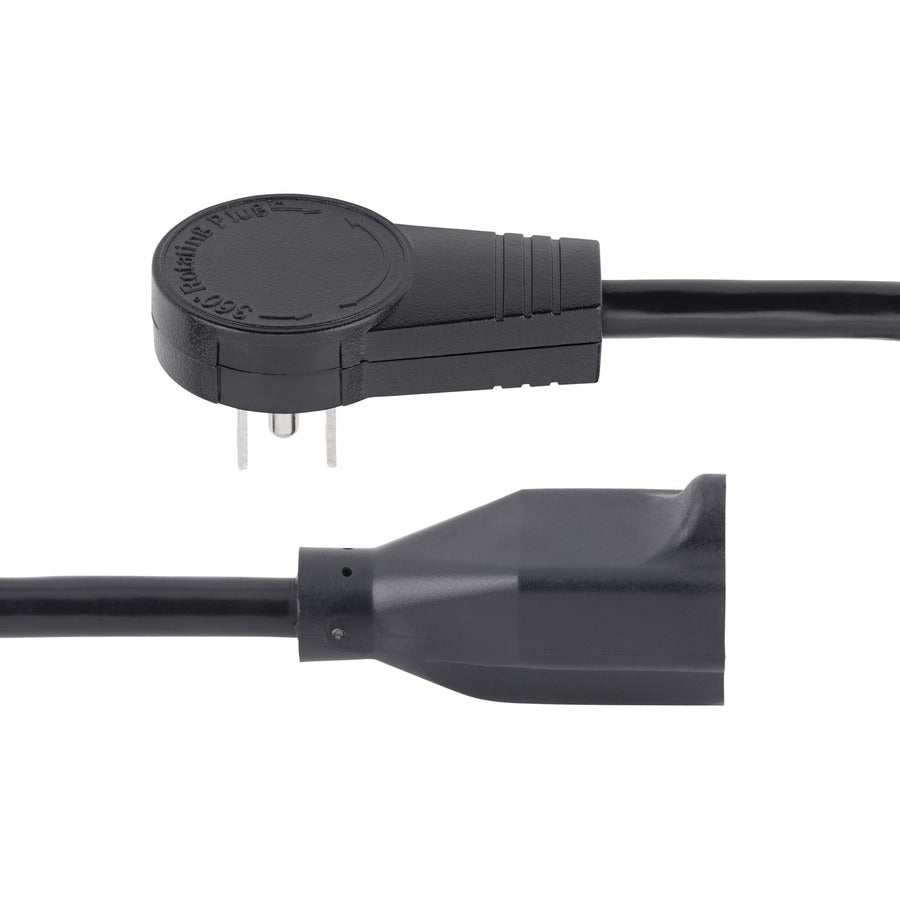 StarTech.com 10ft Power Extension Cord, Rotating Flat Plug Extension Cord, NEMA 5-15P to NEMA 5-15R Cable, 16 AWG, 125V/15A, UL Certified
