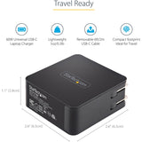 Chargeur mural USB-C StarTech.com, 60 W PD avec câble de 2 m, chargeur portable USB-C pour ordinateur portable, adaptateur universel, certifié USB IF/ETL