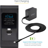 Chargeur mural USB-C StarTech.com, 60 W PD avec câble de 2 m, chargeur portable USB-C pour ordinateur portable, adaptateur universel, certifié USB IF/ETL