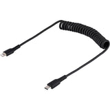 Câble USB-C vers Lightning StarTech.com de 1 m (3 pi), certifié MFi, câble spiralé pour chargeur iPhone, noir, gaine TPE durable en fibre d'aramide