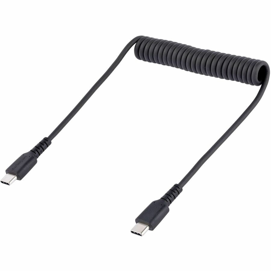 StarTech.com 20in (50cm) USB C Charging Cable, Coiled Heavy Duty Fast Charge & Sync USB-C Cable, High Quality USB 2.0 Type-C Cable, Black