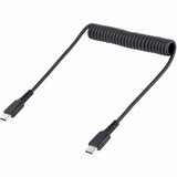 StarTech.com 20in (50cm) USB C Charging Cable, Coiled Heavy Duty Fast Charge & Sync USB-C Cable, High Quality USB 2.0 Type-C Cable, Black