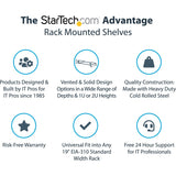 Étagère pour rack serveur ventilée 1U StarTech.com - Plateau de montage en rack cantilever fixe de 50,8 cm de profondeur pour boîtier de données/audiovisuel/réseau de 48,3 cm avec écrous cage