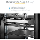Étagère pour rack serveur ventilée 1U StarTech.com - Plateau de montage en rack cantilever fixe de 50,8 cm de profondeur pour boîtier de données/audiovisuel/réseau de 48,3 cm avec écrous cage