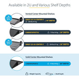 StarTech.com 2U Vented Server Rack Shelf - Center Mount Fixed 14" Deep Cantilever Rackmount Tray for 19" Data/AV/Network w/Cage Nuts