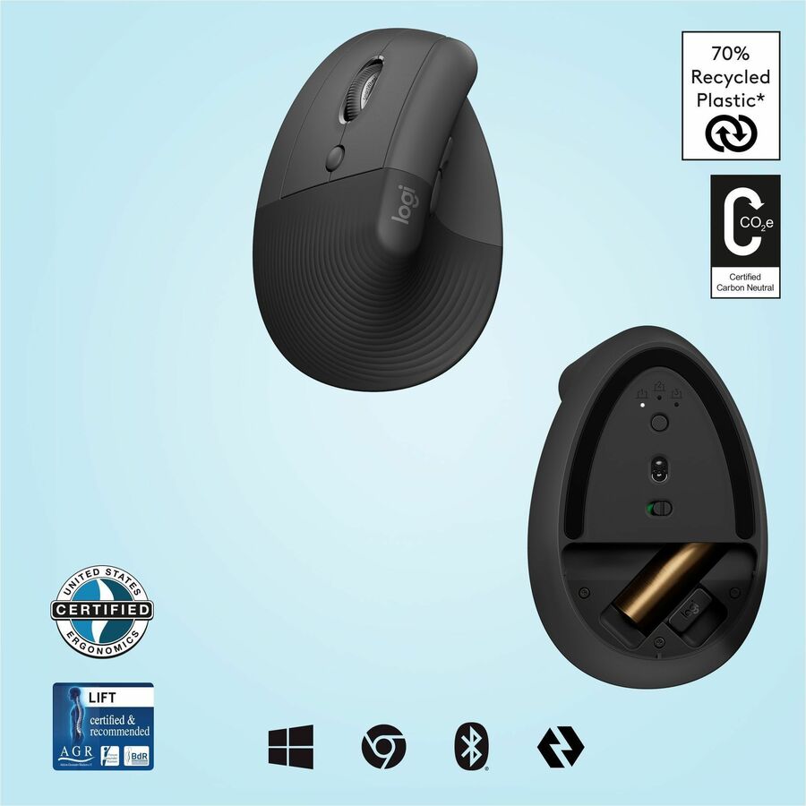 Souris ergonomique verticale Logitech Lift Left (graphite)