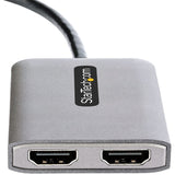 StarTech.com USB-C to Dual HDMI Adapter, USB Type-C Multi-Monitor MST Hub, Dual 4K 60Hz HDMI Laptop Display Extender / Splitter, Windows