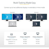 StarTech.com USB-C to Dual HDMI Adapter, USB Type-C Multi-Monitor MST Hub, Dual 4K 60Hz HDMI Laptop Display Extender / Splitter, Windows
