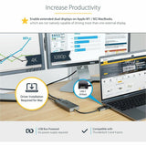 StarTech.com USB to Dual HDMI Adapter, USB A/C to 2x HDMI Displays (1x 4K30, 1x 1080p), USB 3.0 to HDMI Converter, 4in/11cm Cable, Win/Mac
