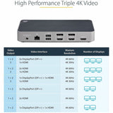 StarTech.com USB-C Triple Monitor Docking Station - Triple 4K HDMI/DP USB-C Dock - 5x USB Hub - GbE - 100W PD - Universal / Multi Monitor