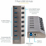 StarTech.com 7-Port Self-Powered USB-C Hub with Individual On/Off Switch, Desktop/Laptop USB-C to USB-A Hub, USB Type C Hub w/Power Supply