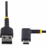 StarTech.com 3ft (1m) USB A to C Charging Cable Right Angle, Heavy Duty Fast Charge USB-C Cable, Durable and Rugged Aramid Fiber, 3A