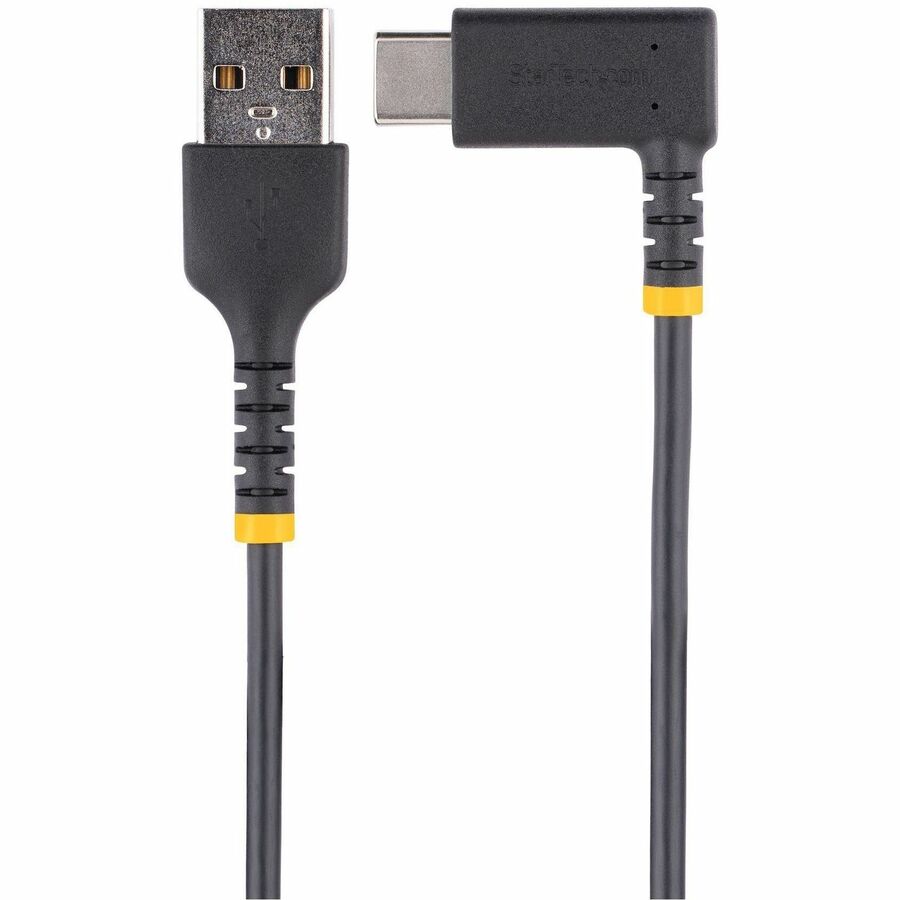 StarTech.com 6in (15cm) USB A to C Charging Cable Right Angle, Heavy Duty Fast Charge USB-C Cable, Durable and Rugged Aramid Fiber, 3A