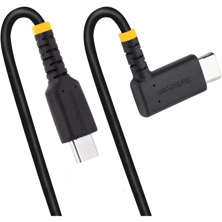 StarTech.com 1ft (30cm) USB C Charging Cable Right Angle, 60W PD 3A, Heavy Duty Fast Charge USB-C Cable, Durable Rugged Aramid Fiber