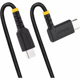 StarTech.com 1ft (30cm) USB C Charging Cable Right Angle, 60W PD 3A, Heavy Duty Fast Charge USB-C Cable, Durable Rugged Aramid Fiber