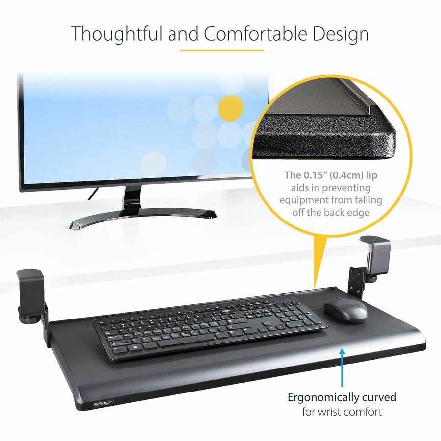 Under Desk Keyboard Tray, Clamp on Keyboard Holder, Up to 12kg/26.5lb, Height Adjustable, Ergonomic Sliding Keyboard Drawer