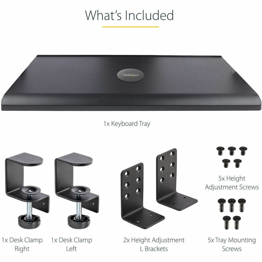 Under Desk Keyboard Tray, Clamp on Keyboard Holder, Up to 12kg/26.5lb, Height Adjustable, Ergonomic Sliding Keyboard Drawer