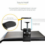 Under Desk Keyboard Tray, Clamp on Keyboard Holder, Up to 12kg/26.5lb, Height Adjustable, Ergonomic Sliding Keyboard Drawer