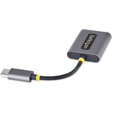 StarTech.com Répartiteur de casque USB-C, adaptateur USB Type-C double avec entrée micro, adaptateur USB-C vers audio 3,5 mm/dongle pour écouteurs/prise auxiliaire