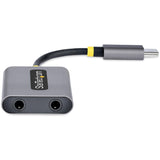 StarTech.com Répartiteur de casque USB-C, adaptateur USB Type-C double avec entrée micro, adaptateur USB-C vers audio 3,5 mm/dongle pour écouteurs/prise auxiliaire